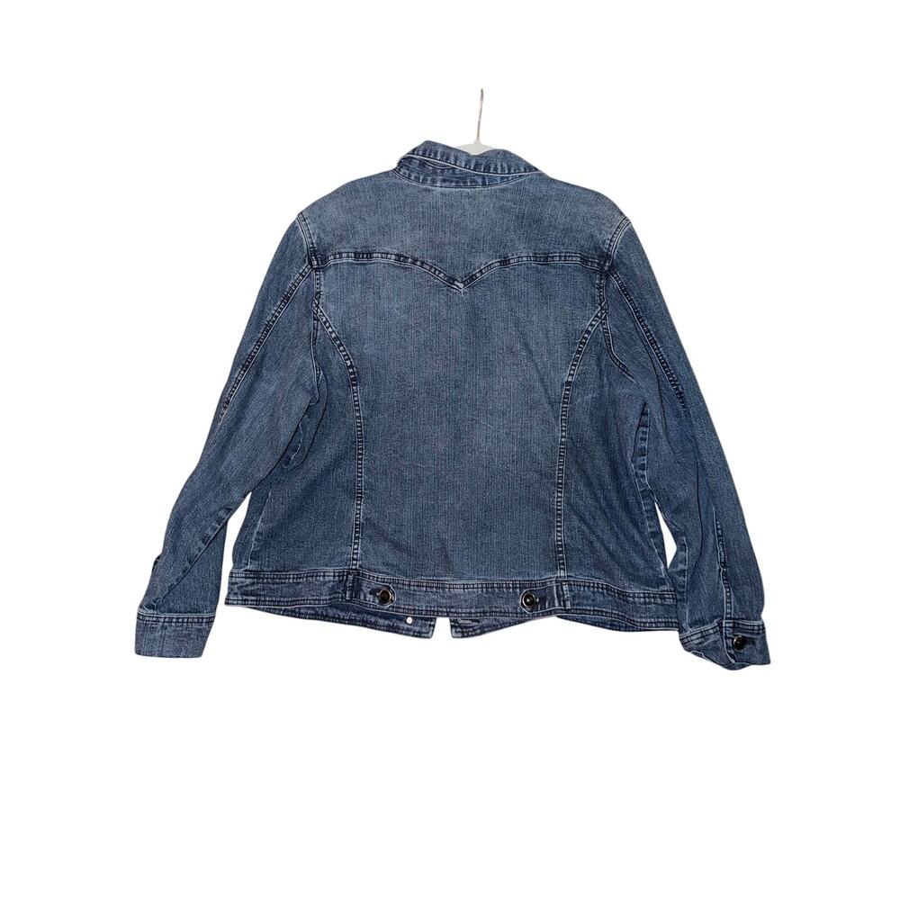 Vintage Dressbarn plus size 2X blue jean denim jacket cotton ramie blend stretch - Picture 2 of 8